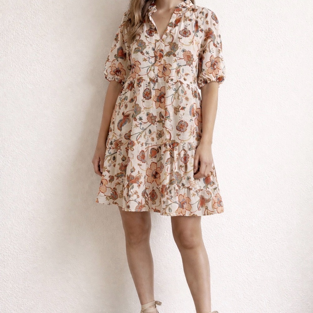 MSK Floral Dress Women’s Large Multicolor Tiered Feminine Flowy Coquette NWT